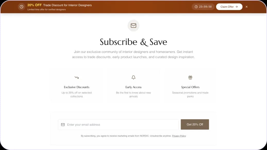 build a website with discount push notification in Wegic AI